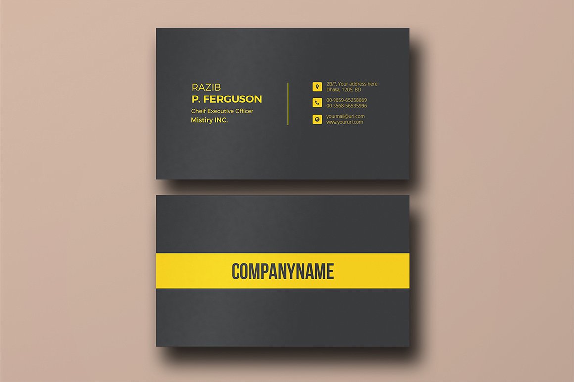 Clean black and yellow business card