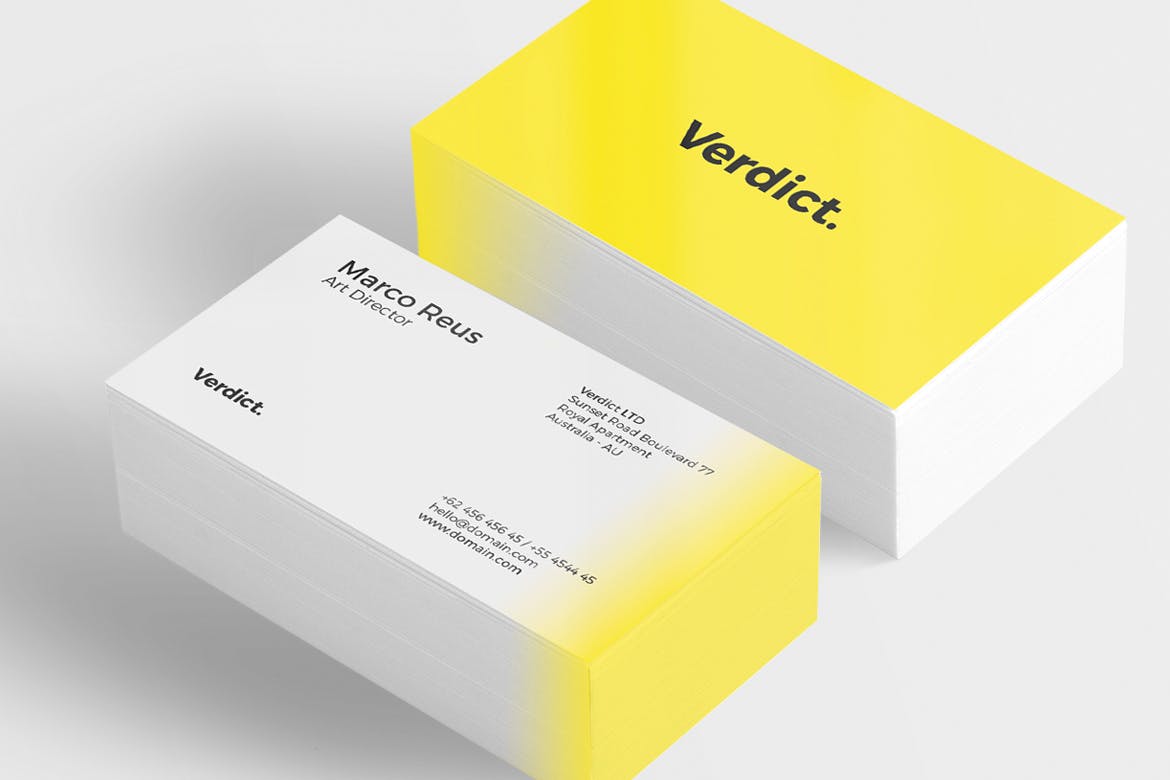 White and yellow business card