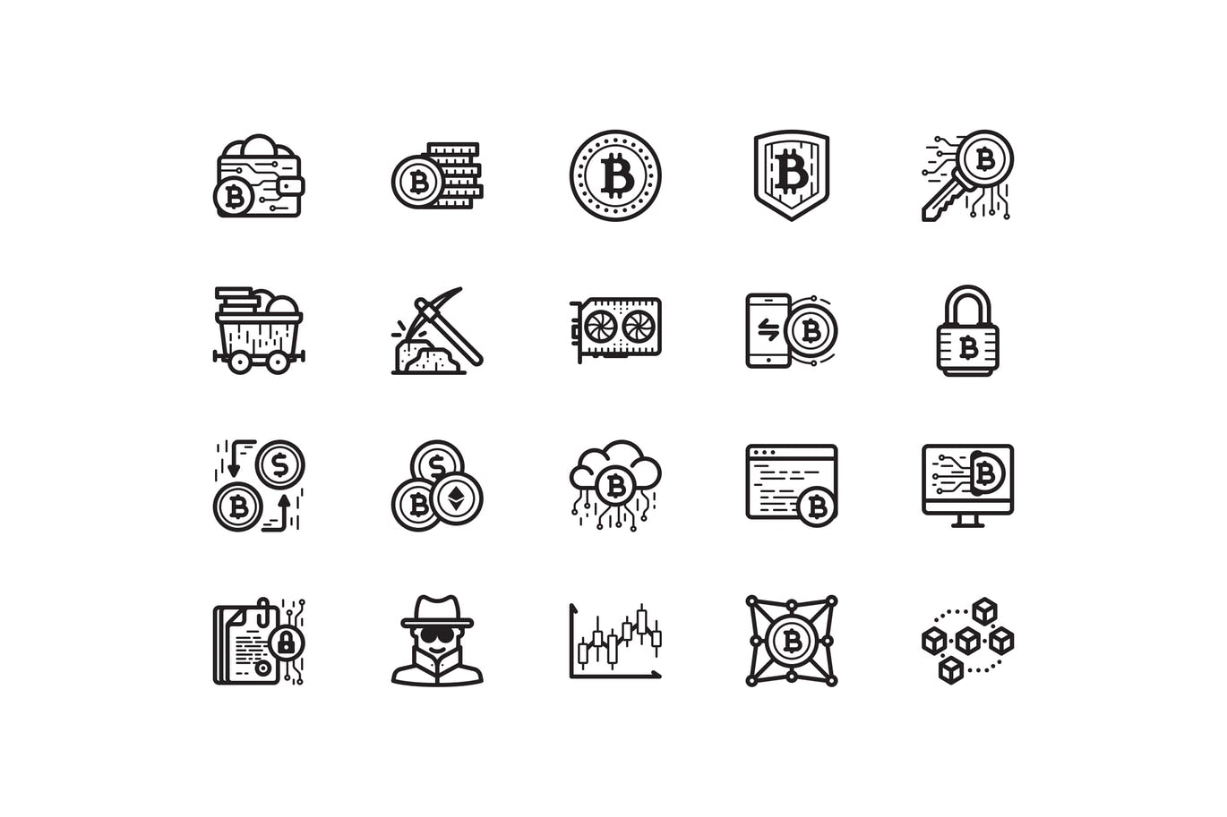Twenty bitcoin icons