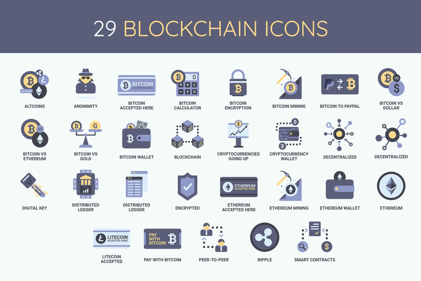 A set of blockchain icons