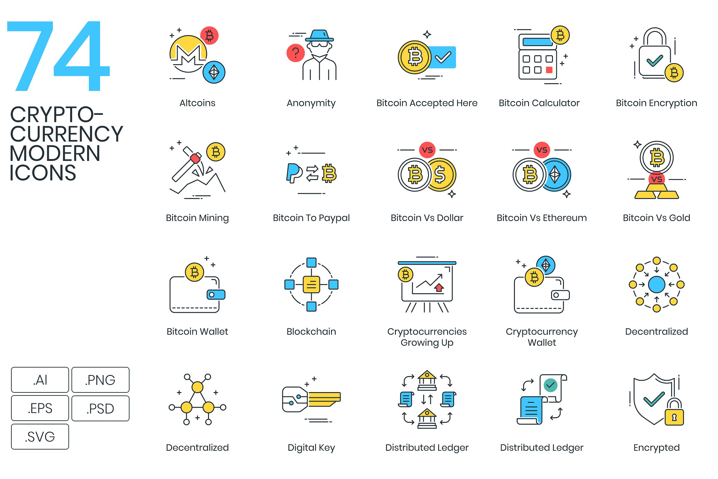 A cool set of cryptocurrency icons