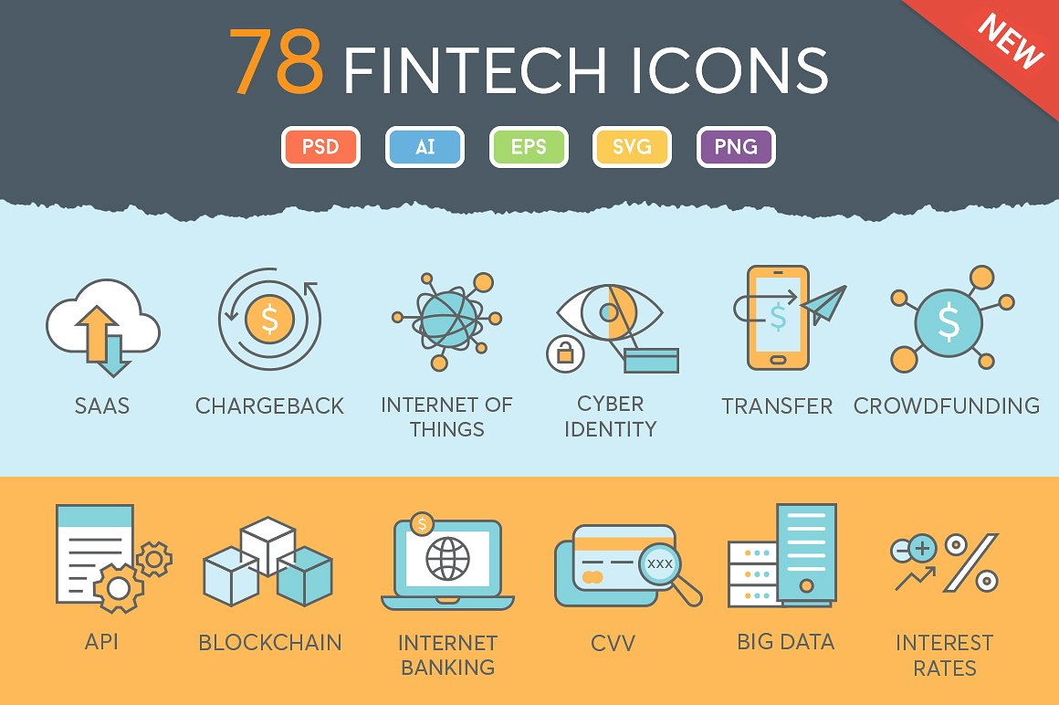 A bunch of fintech icons