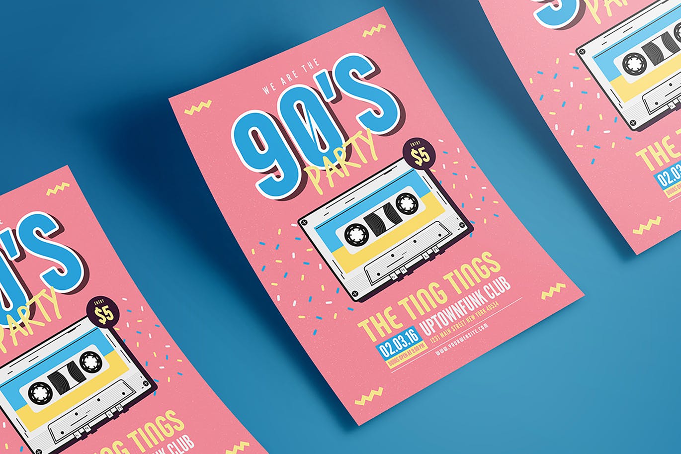 A retro 90s music flyer template