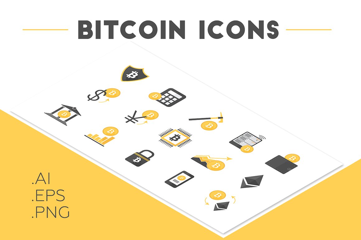 Bitcoin and cryptocurrency icon set