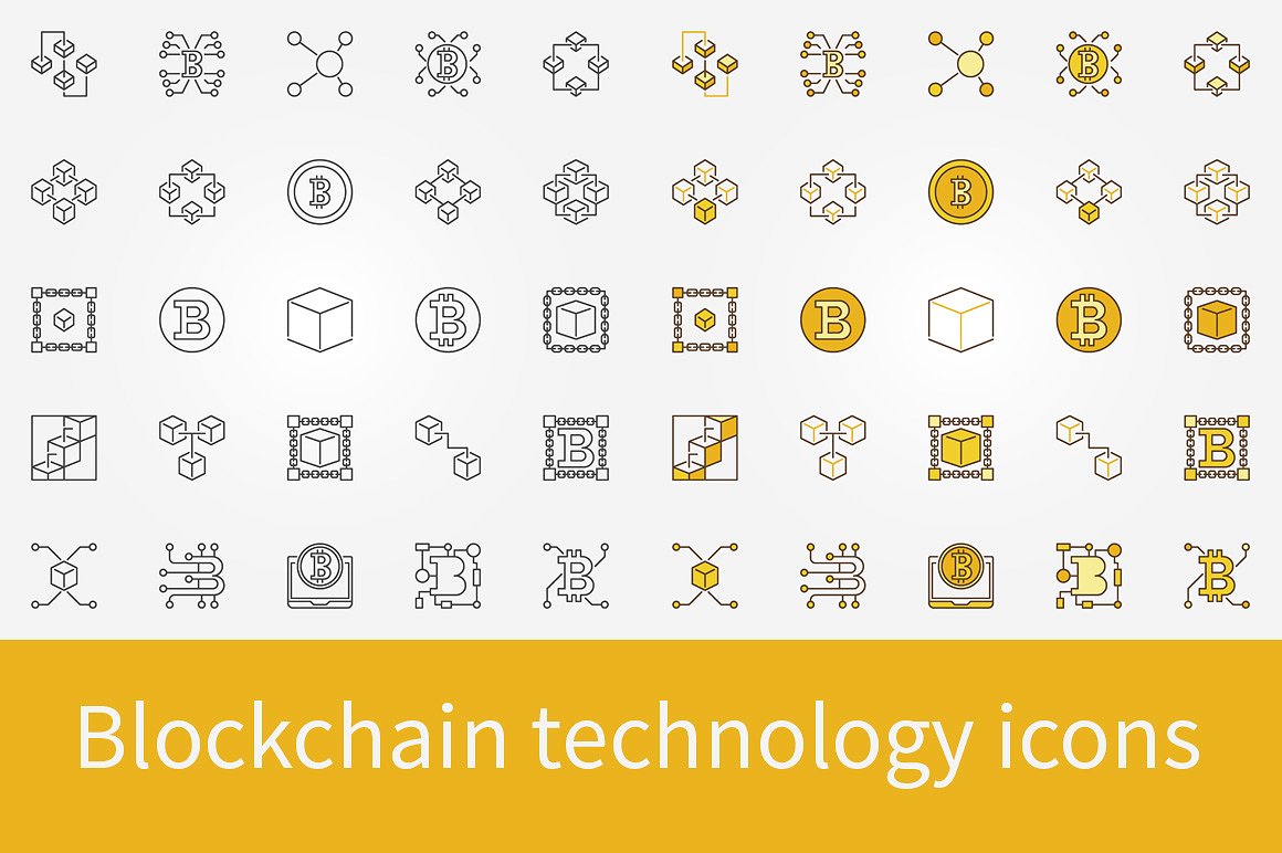 A blockchain technology icon set