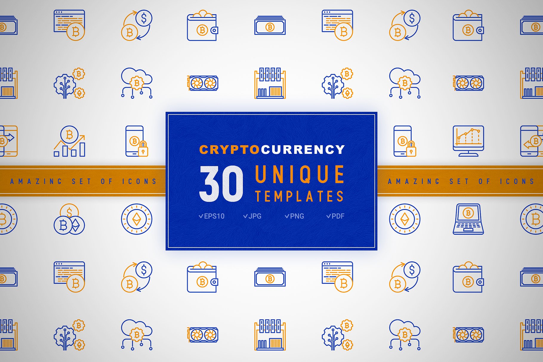Cryptocurrency icon set concept