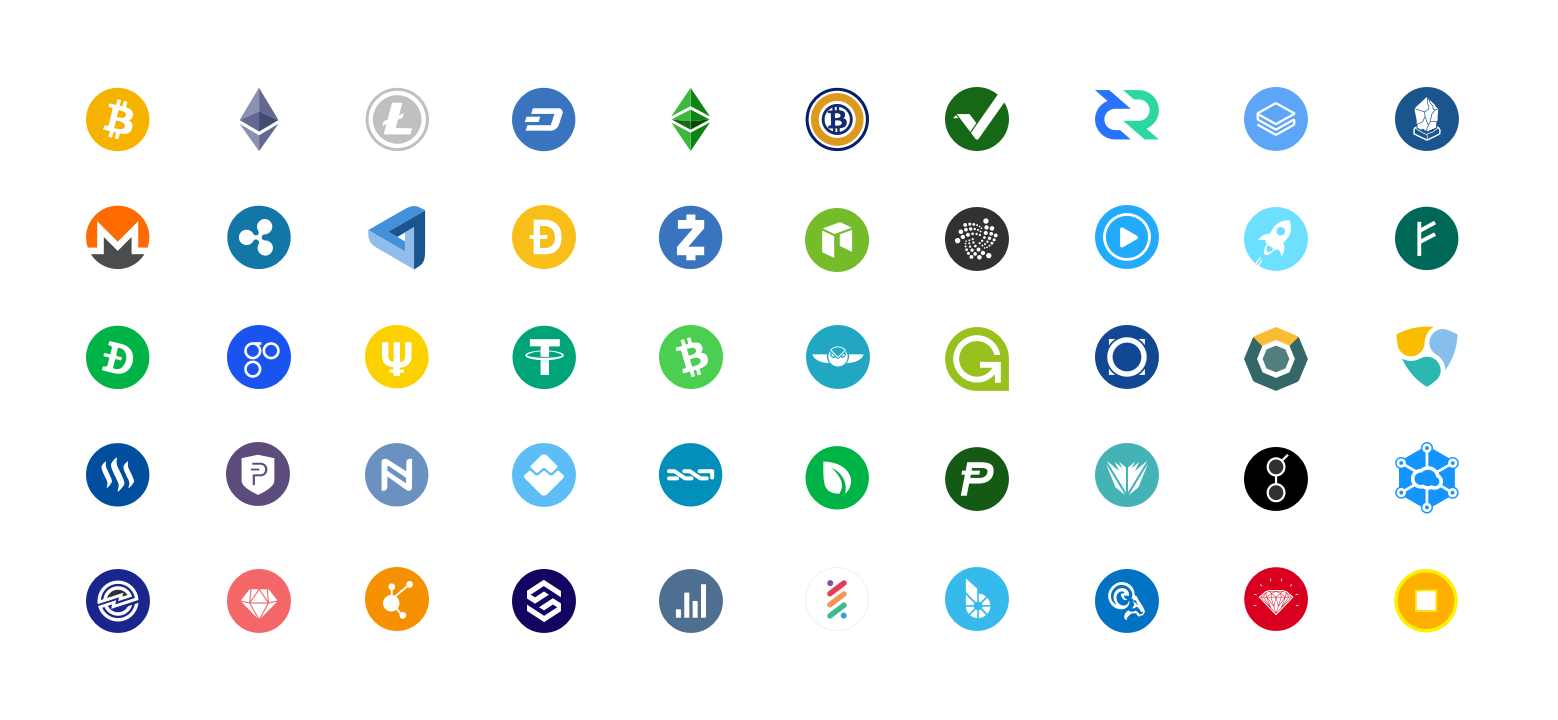A set of free colorful crypto icons