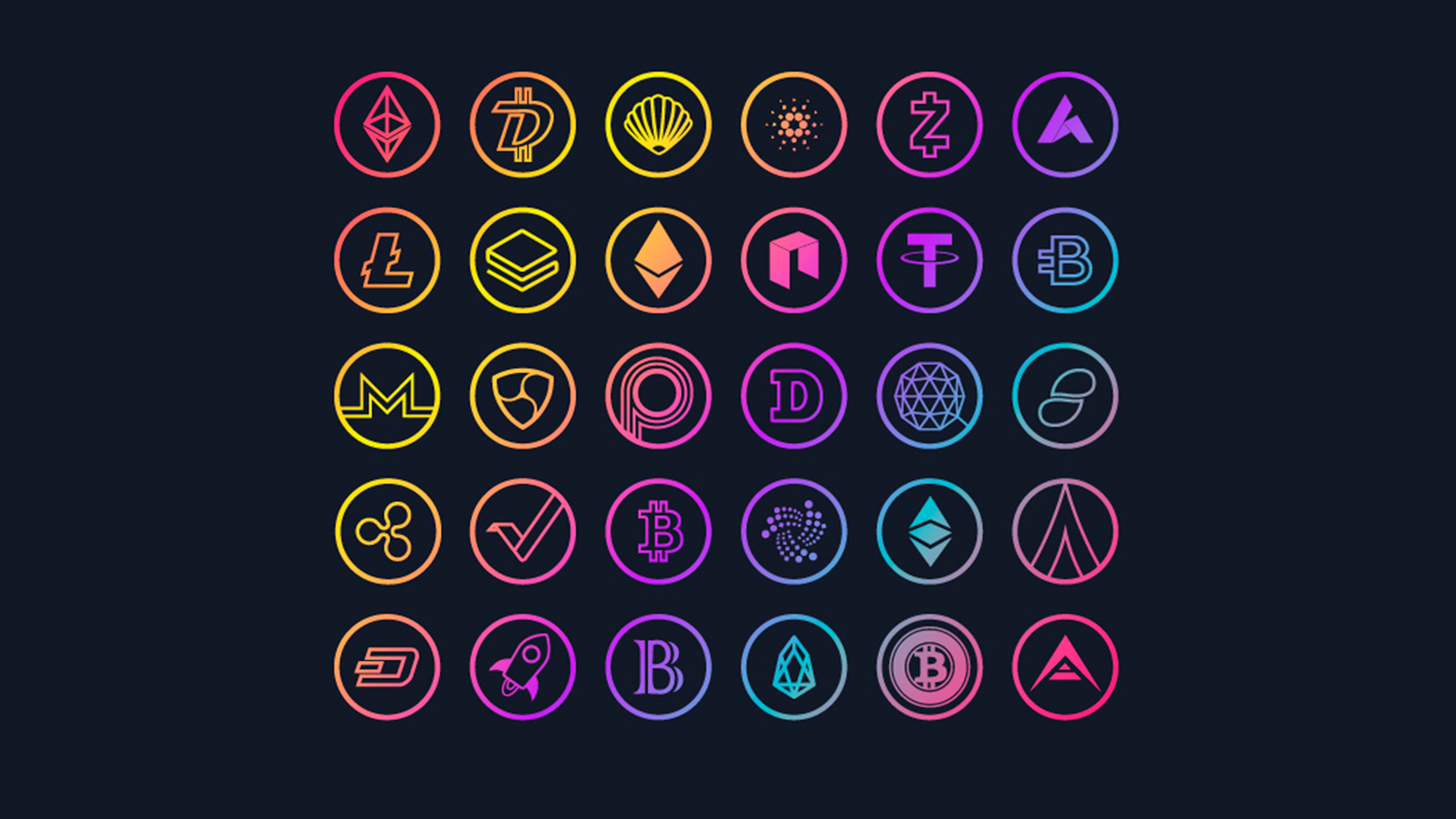 A free cryptocurrency gradient icons