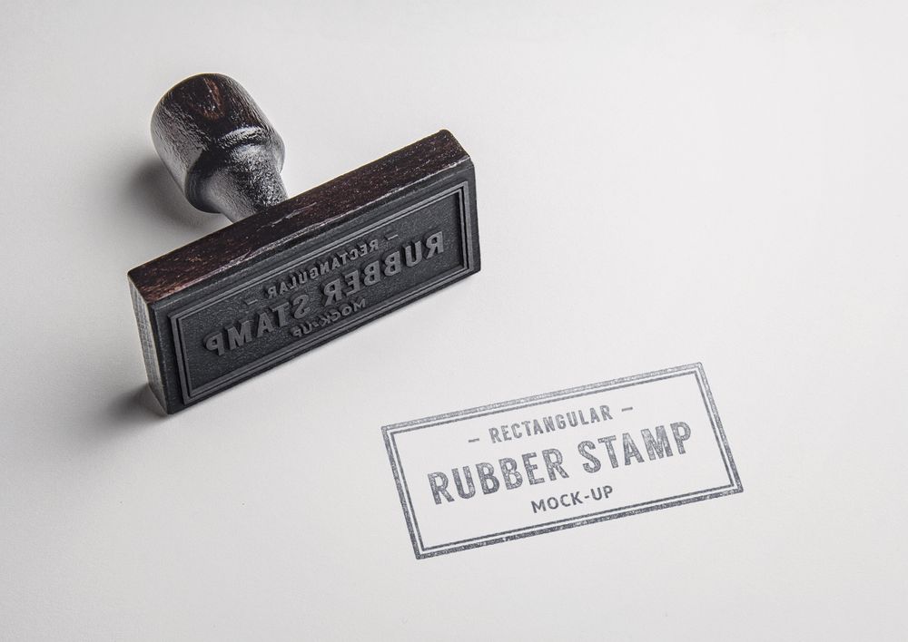 A free rectangle rubber stamp mockup template