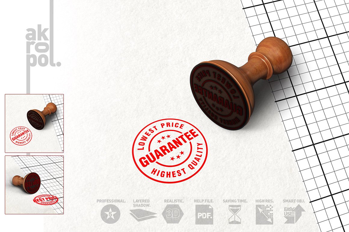 A red colored stamp mockup template