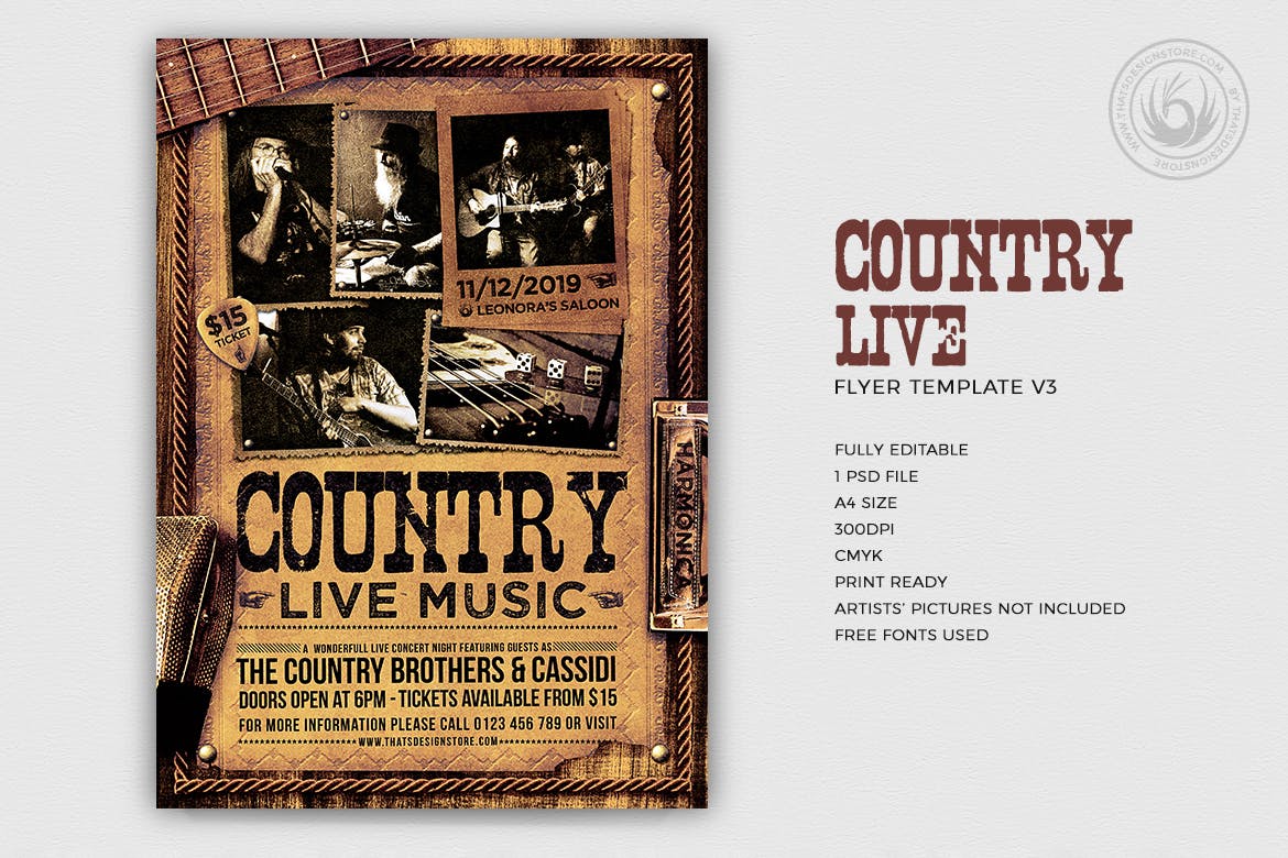 A country live music flyer template
