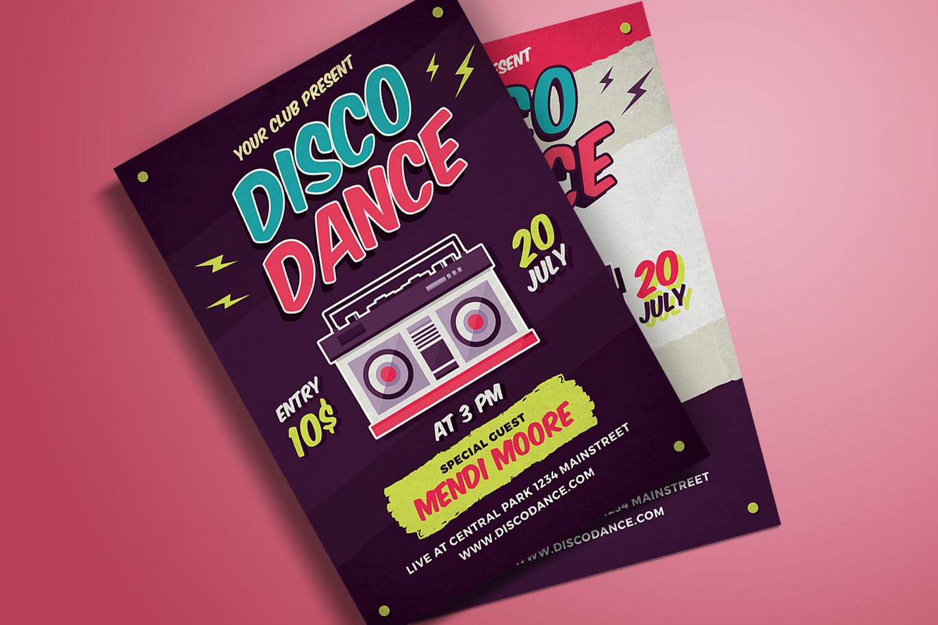 A colorful retro disco dance flyer template