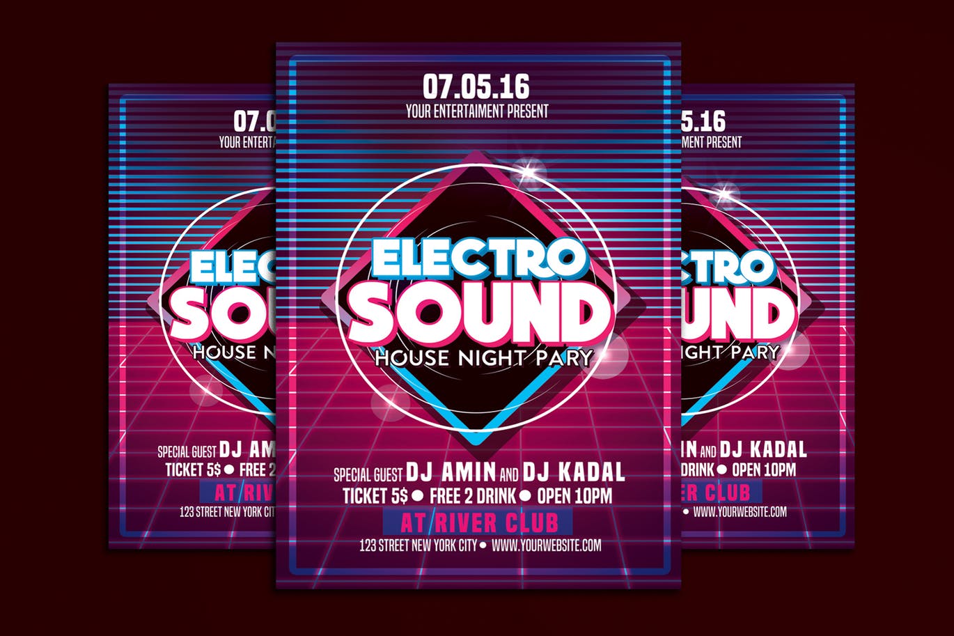 A retro electric sound party flyer template