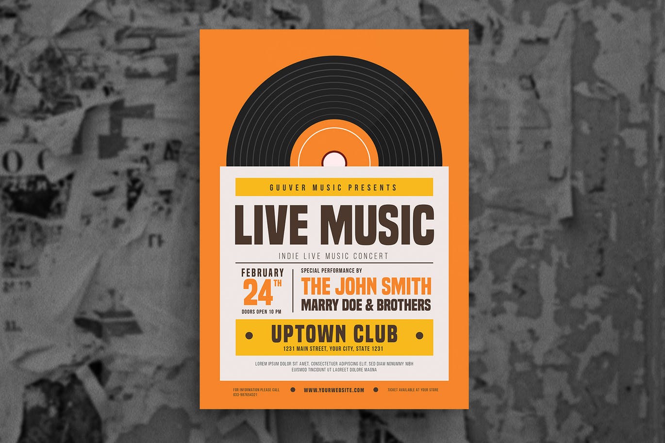 Indie live music flyer template