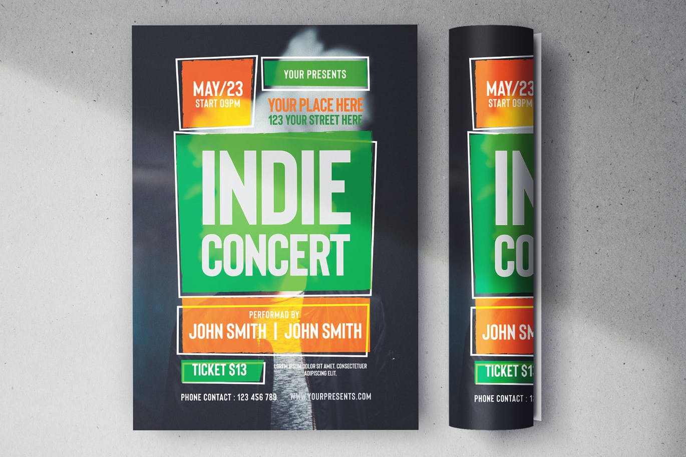 Indie music concert flyer template