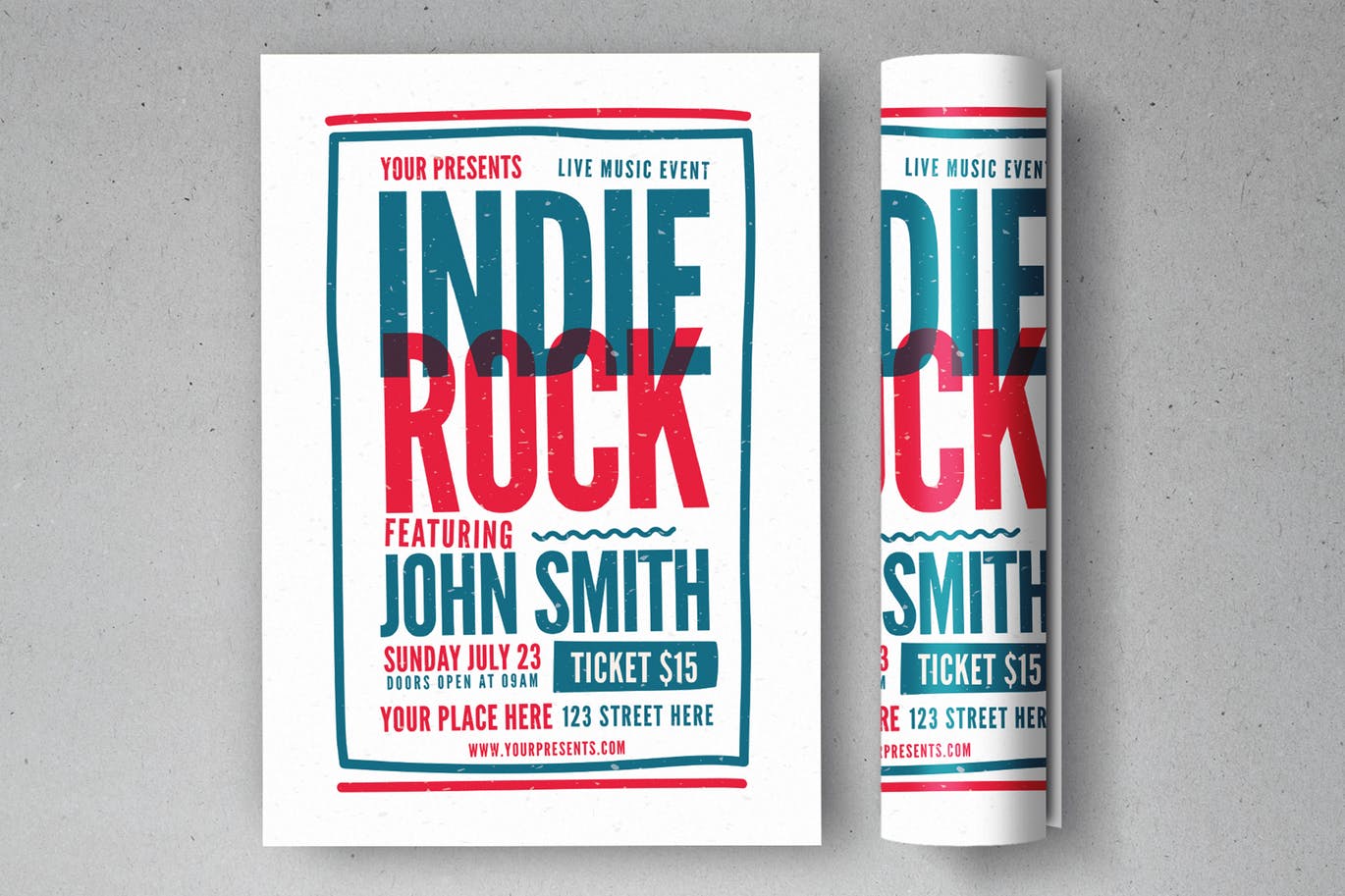 An indie rock festival music flyer