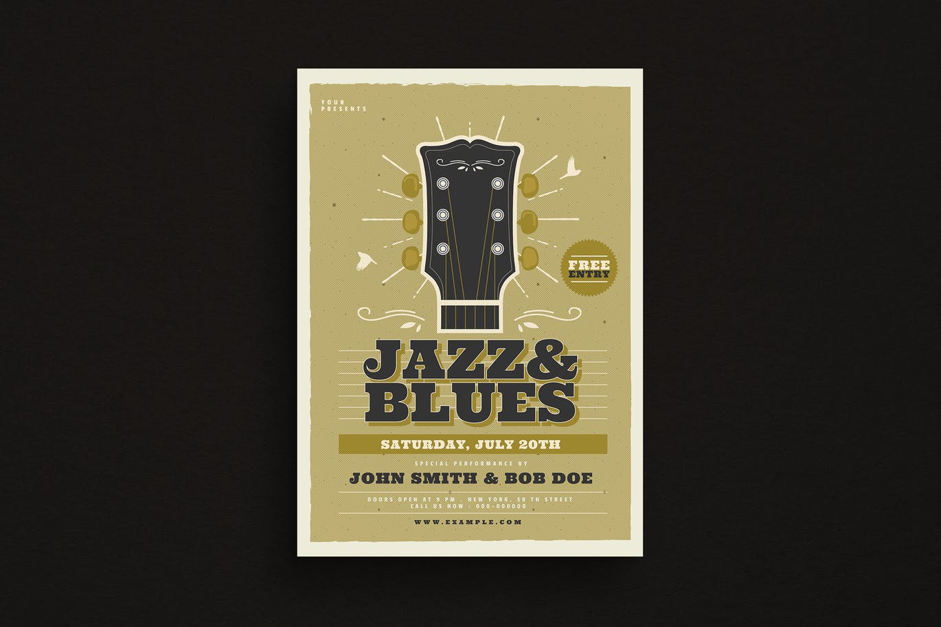 Jazz and blues music flyer template