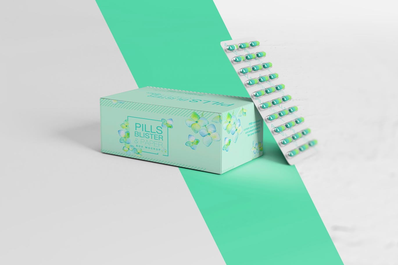 Pills blister and box mockup