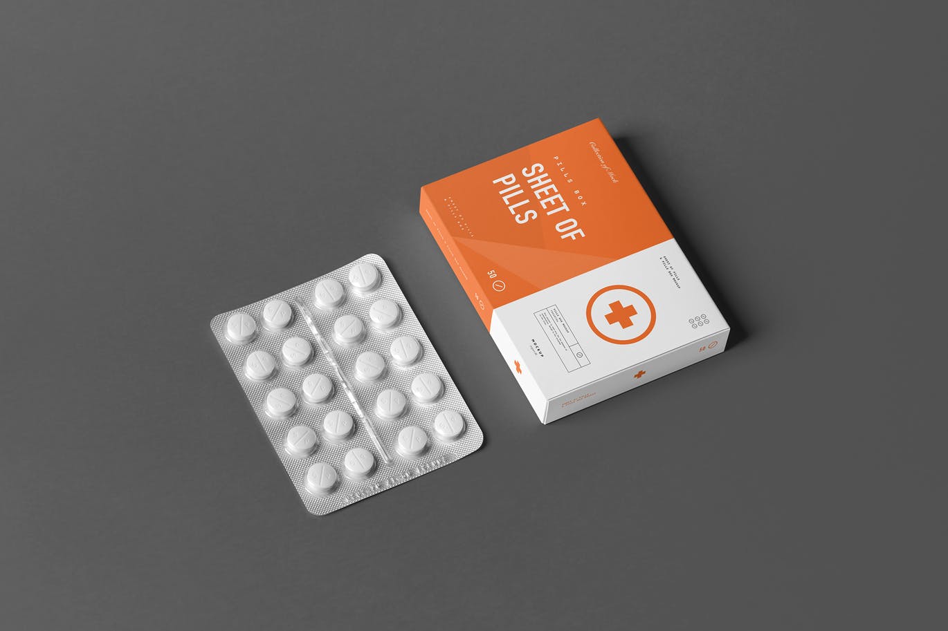 Pills blister and box mockup