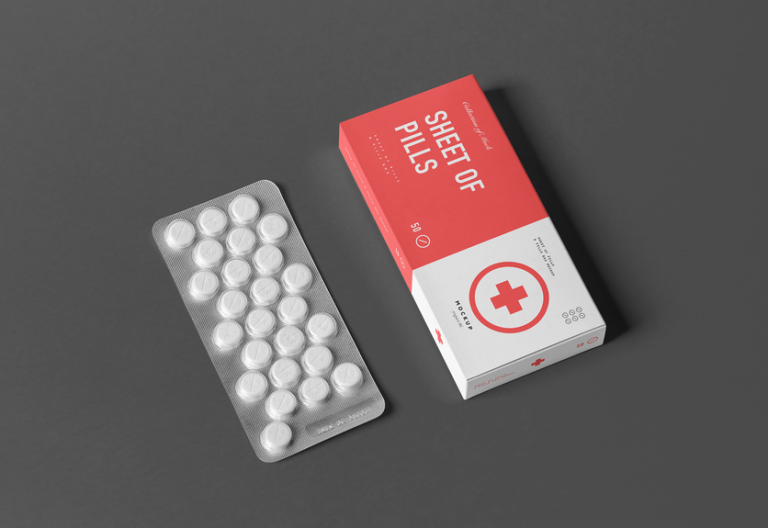 Pills box packaging mockups