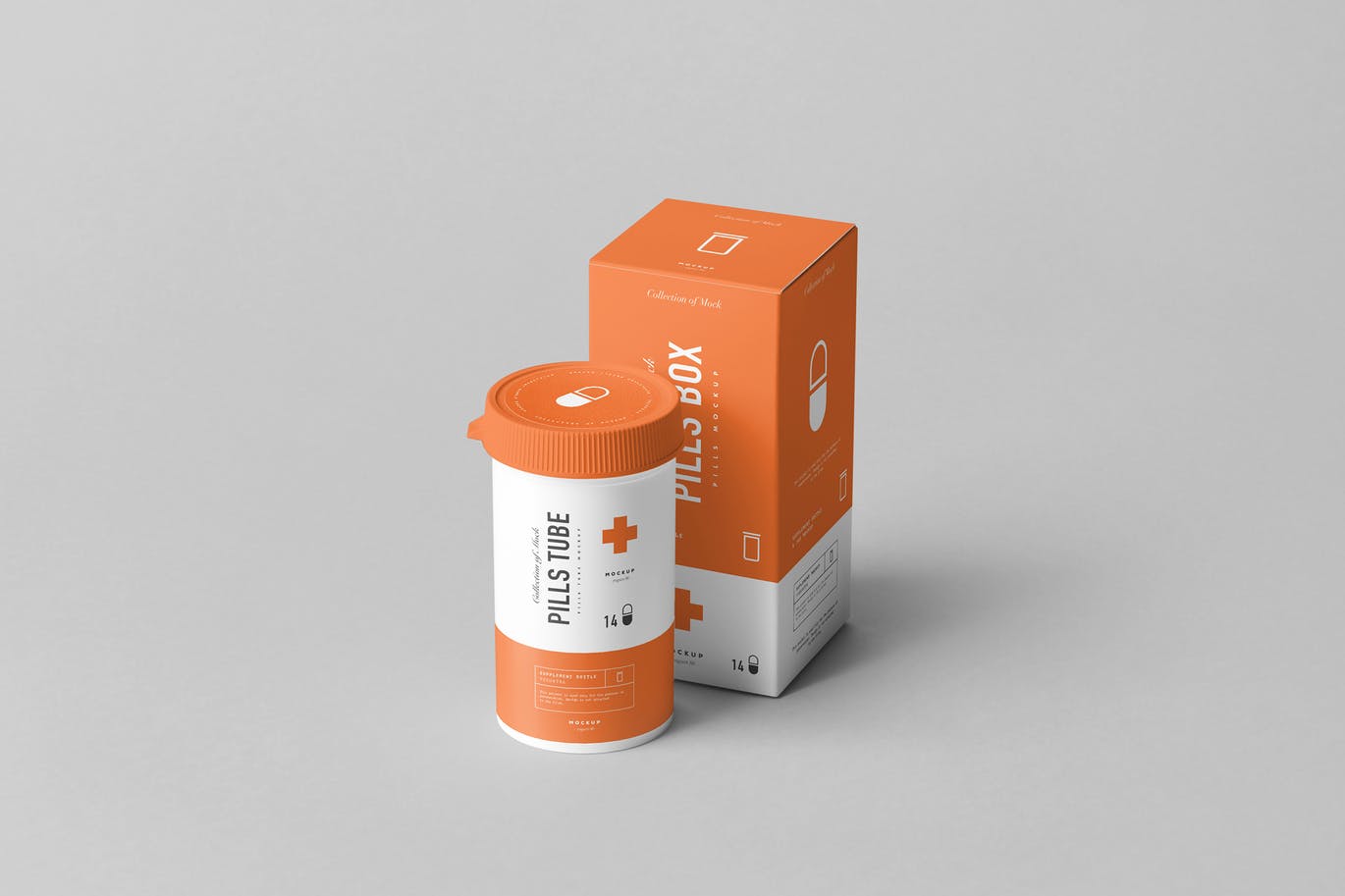 Box and pills tube mockup