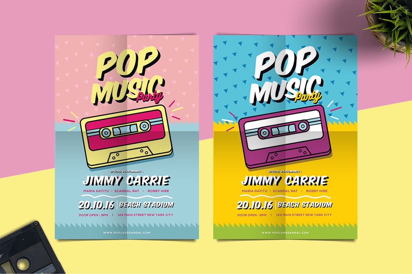 Pop music party flyer template