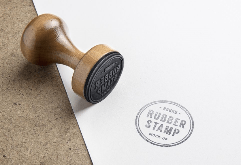 Rubber stamp and paper mockup cover