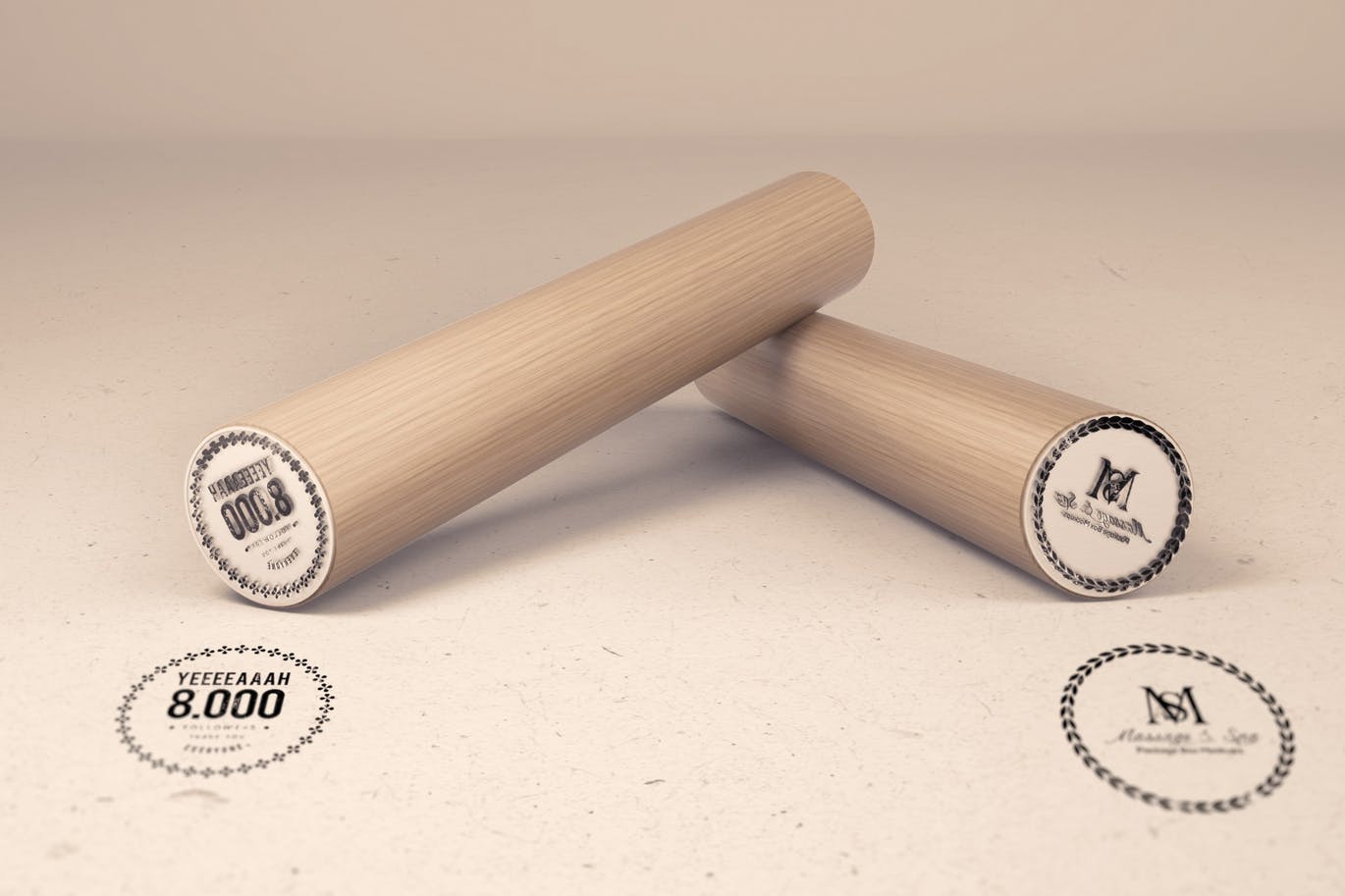 A long rubber stamp mockup templates