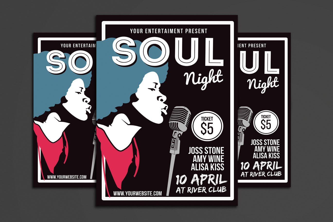 A soul music night flyer template