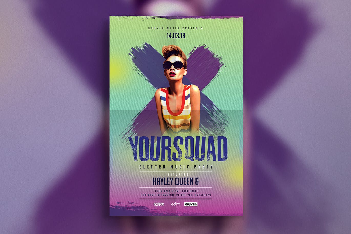 A squad party music flyer template