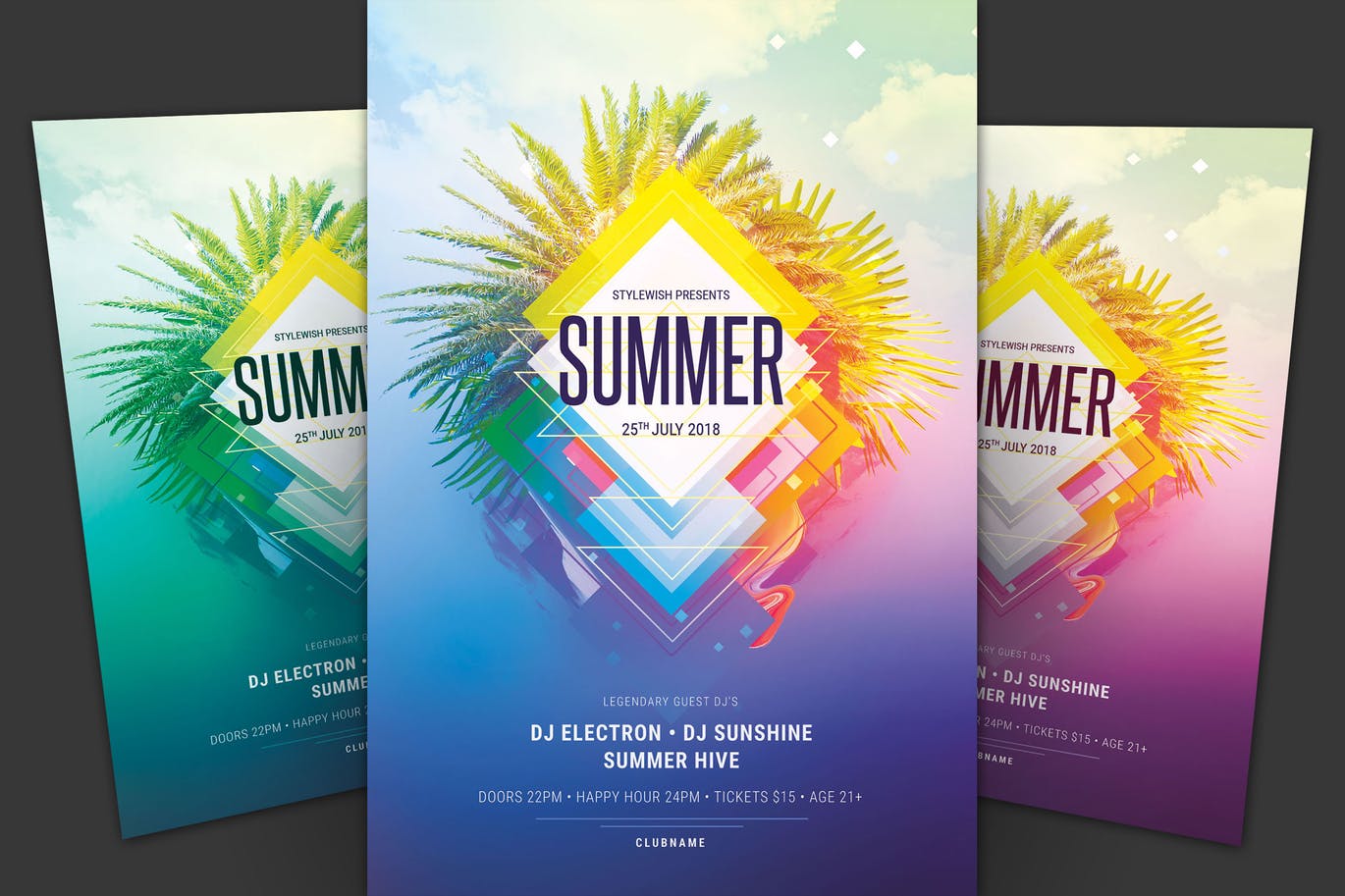 A summer colorful music flyer template