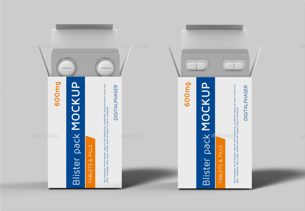 Open boxes with pills mockup