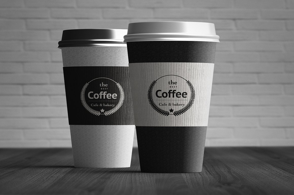 Two black coffee cup mockup