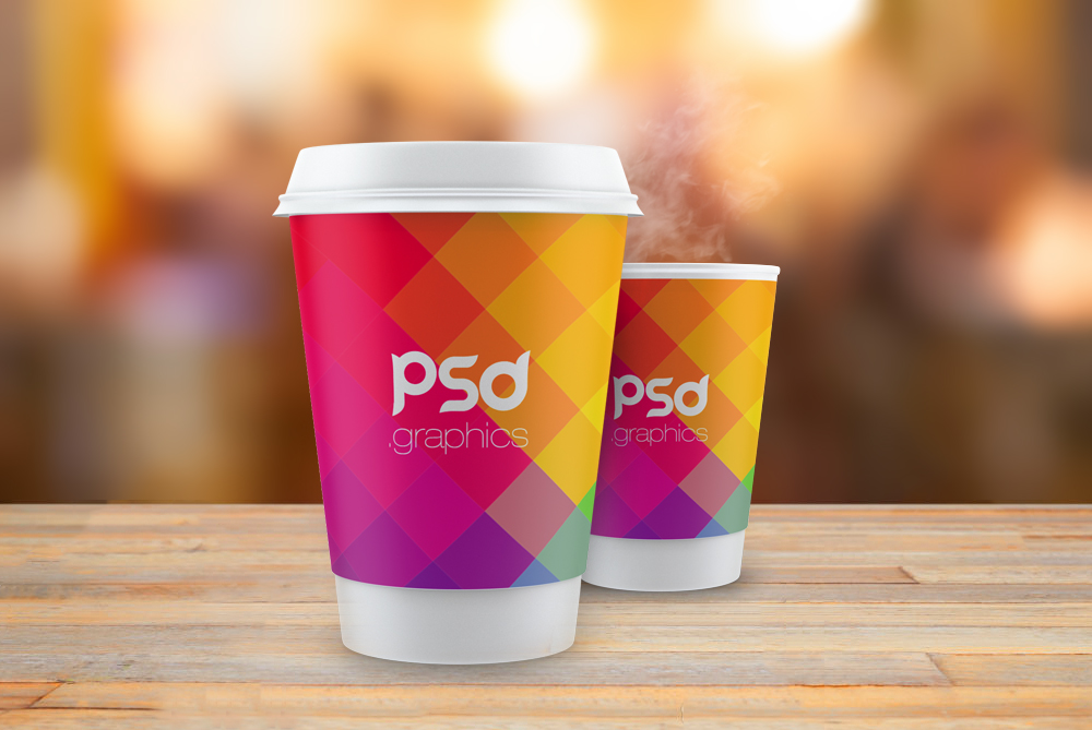 Free two colored coffee cup mockup psd