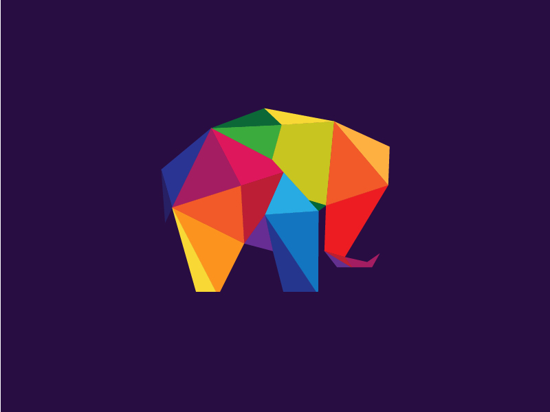 Colorful hexagonal elephant logo design