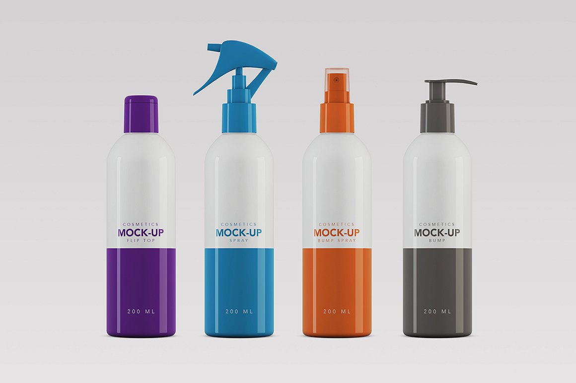 Brushed Metallic 200Ml Spray Bottle Mockup Design