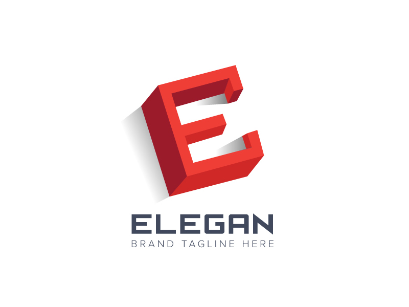 E letter 3D logo design