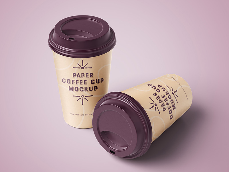 Two coffee cups mockup template