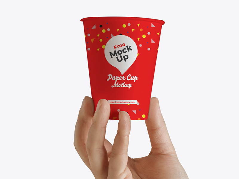 Man holding a cup free mockup