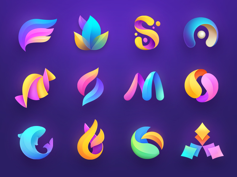 Gradient 3D logo collection