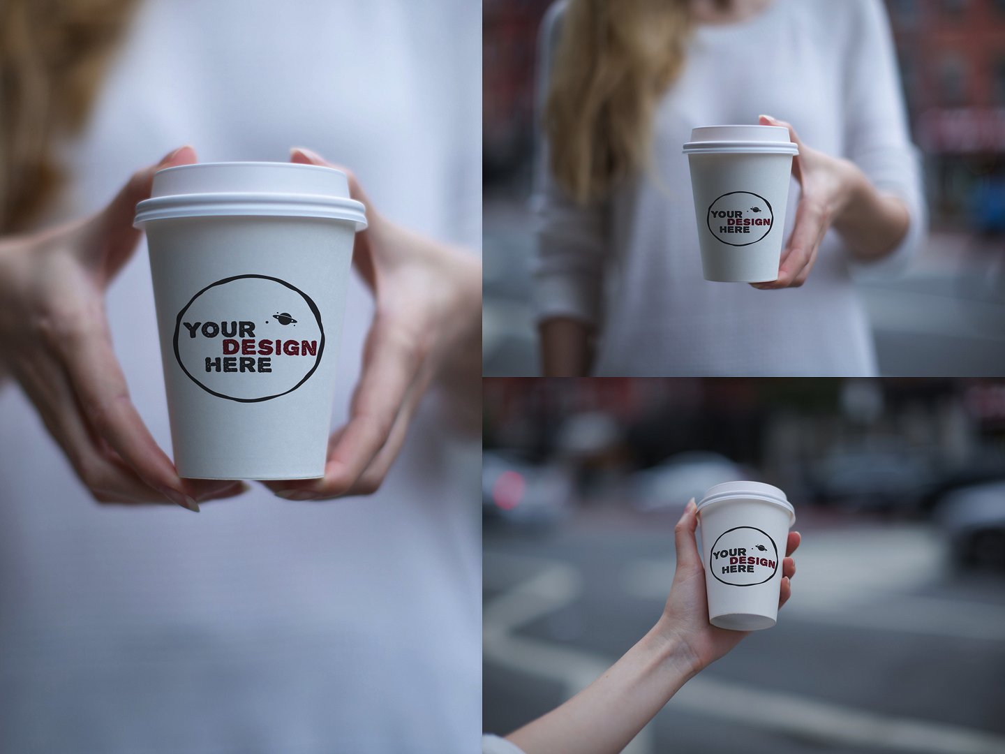 Set of 3 paper cup mockups 40 Mockups de Caneca e Copo de Papel Grátis