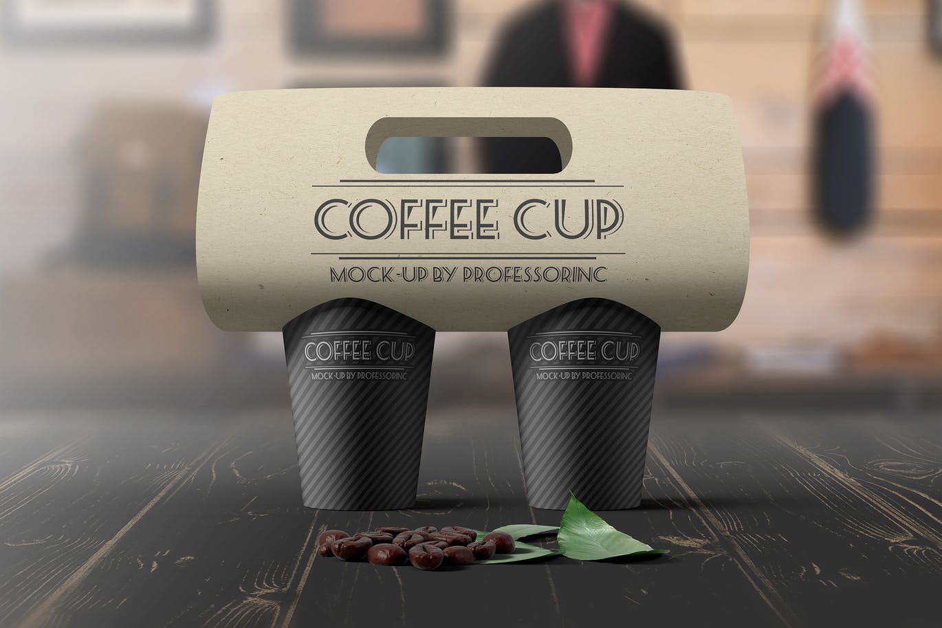 Two coffee cups to take away mockup