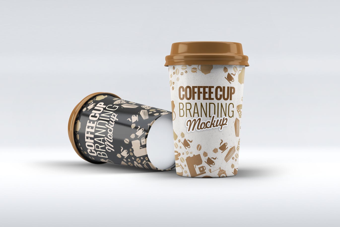 Two closed coffee cups mockup