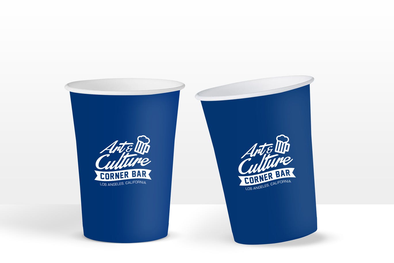 Two blue coffee cups mockup