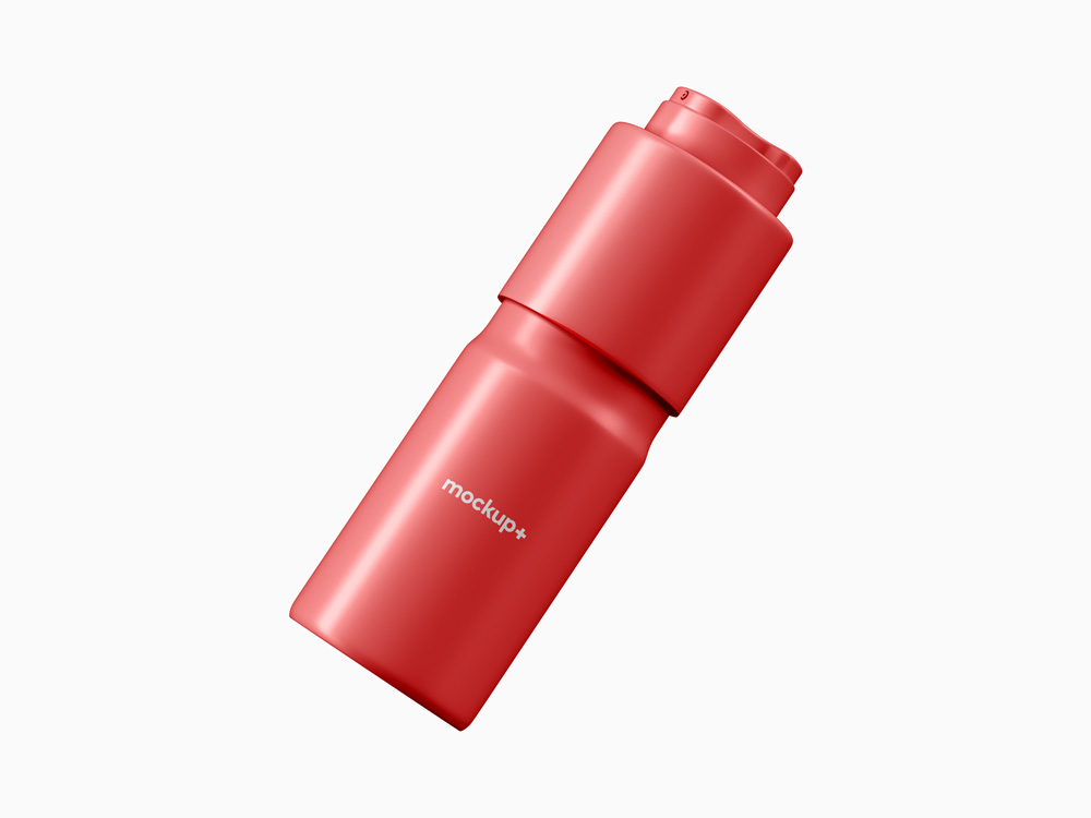 Free red deodorant spray bottle mockup