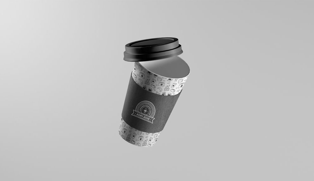 Floating coffee cup mockup