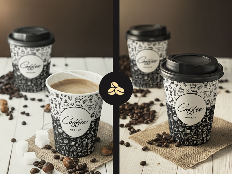 Free coffee cups for branding mockup