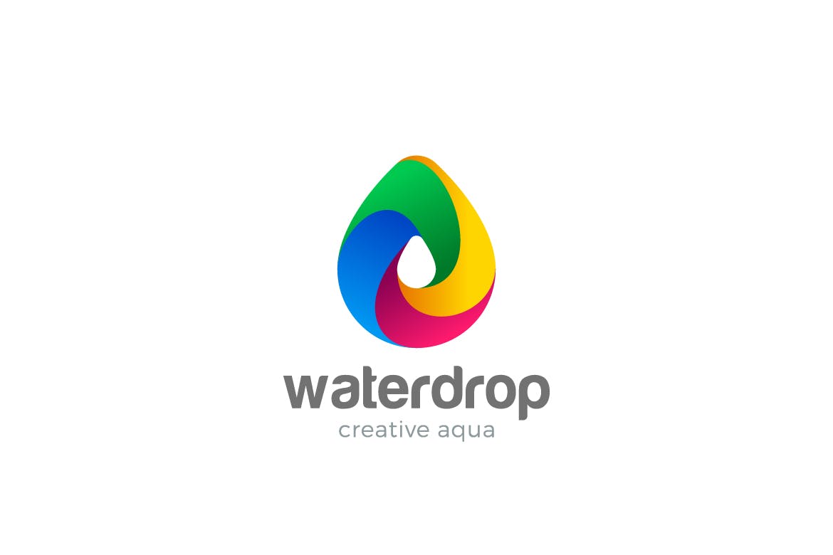 Colorful 3D water drop logo design