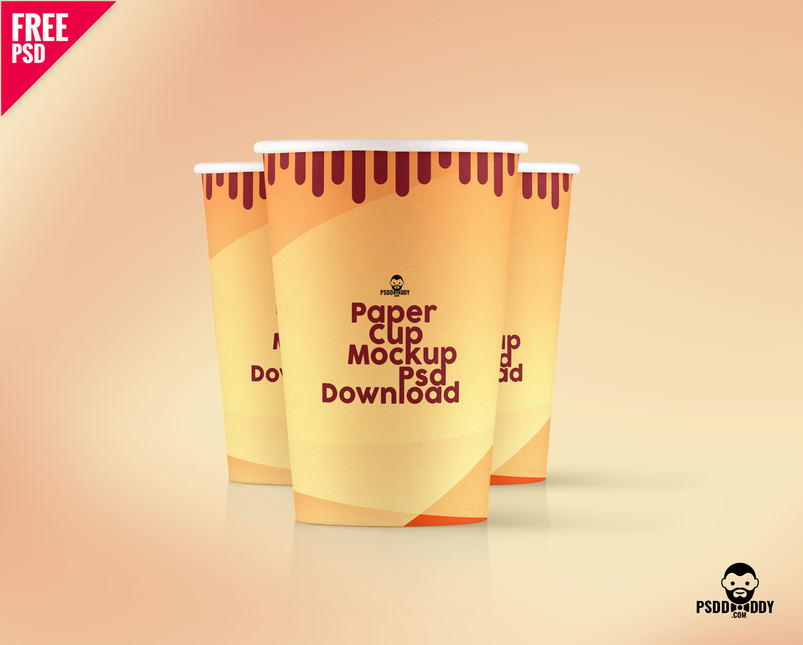 Three paper cup mockup template