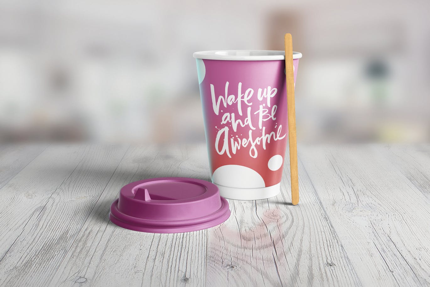 Paper cup mockup with wooden stick